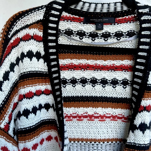 Marc New York | Striped and Dot Knit | Button-Up | Baggy Cardigan Sweater - Picture 4 of 4